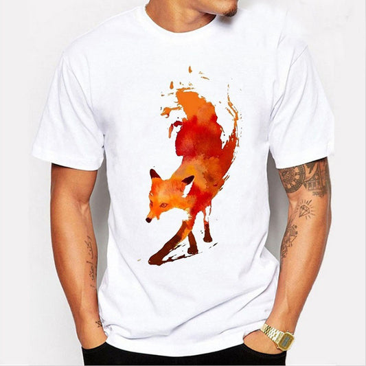 Fox Print T-Shirt Round Neck Short-Sleeved T-Shirt - ARCHSHOPE