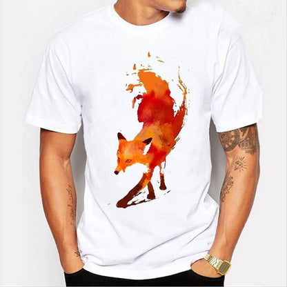 Fox Print T-Shirt Round Neck Short-Sleeved T-Shirt - ARCHSHOPE