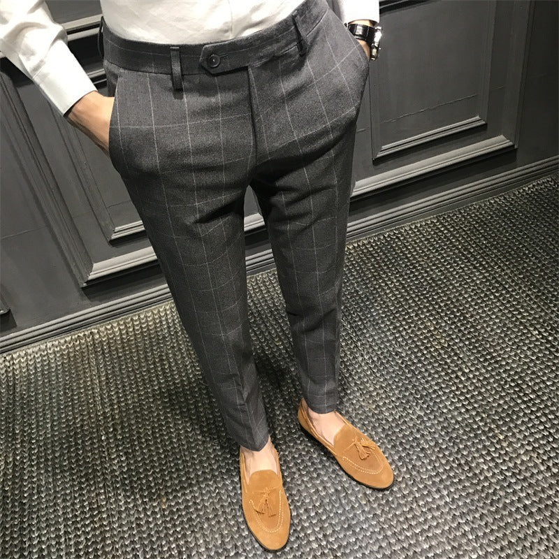 Spring British Plaid Casual Suit Pants