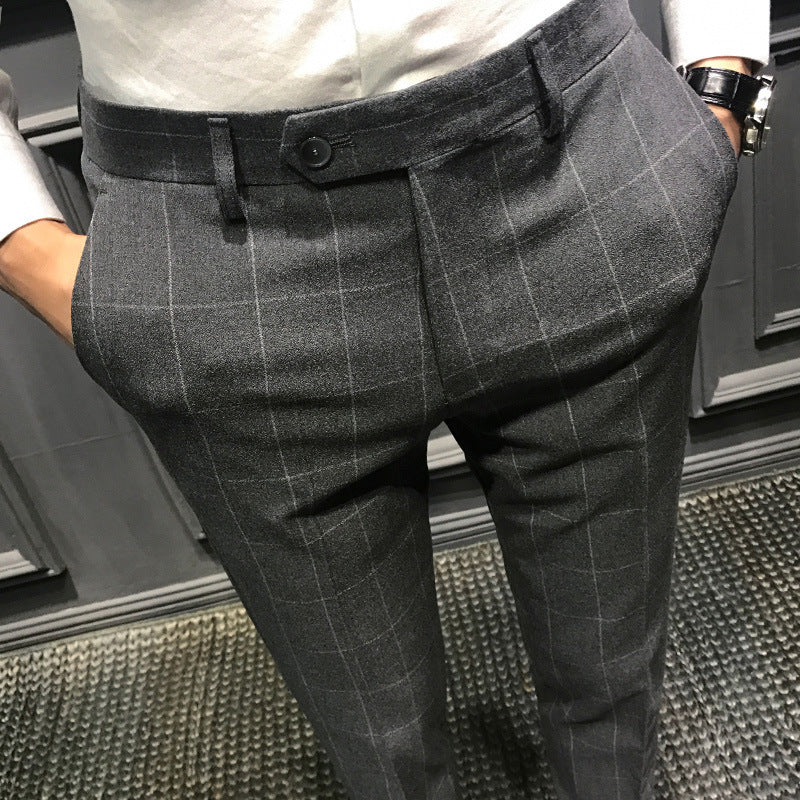 Spring British Plaid Casual Suit Pants