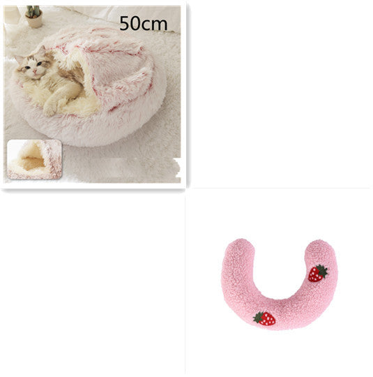 2 In 1 Dog And Cat Bed Pet Winter Bed Round Plush Warm Bed House Soft Long Plush Pets Bed Pet Products - ARCHSHOPE