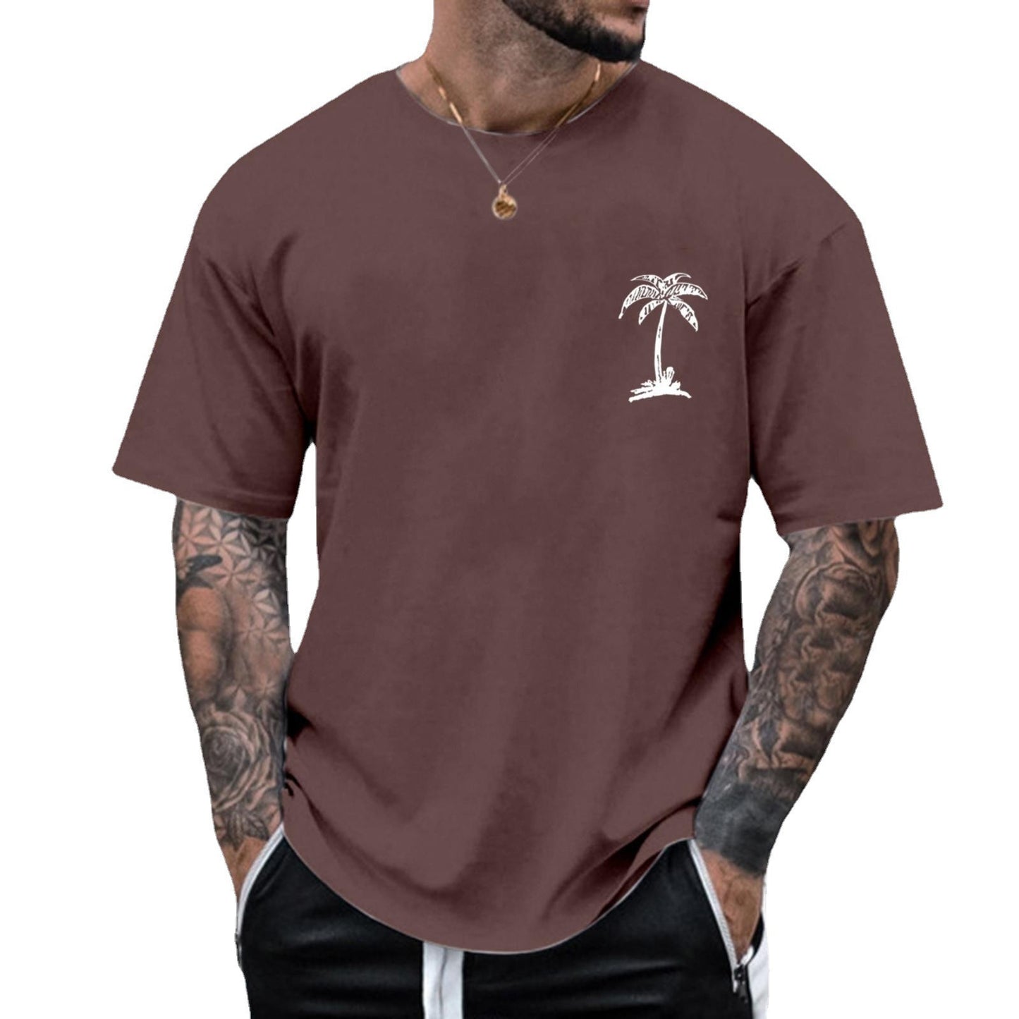 Men's Round Neck Printed Simple Pullover Short Sleeve T-shirt - ARCHSHOPE