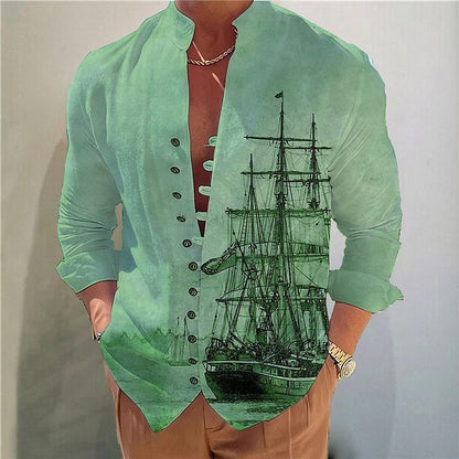 Chemise simple et décontractée pour homme avec impression numérique 3D