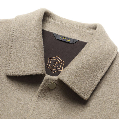 Autumn And Winter Handmade Double-faced Woolen Goods Wool Polo Collar Jacket - ARCHSHOPE