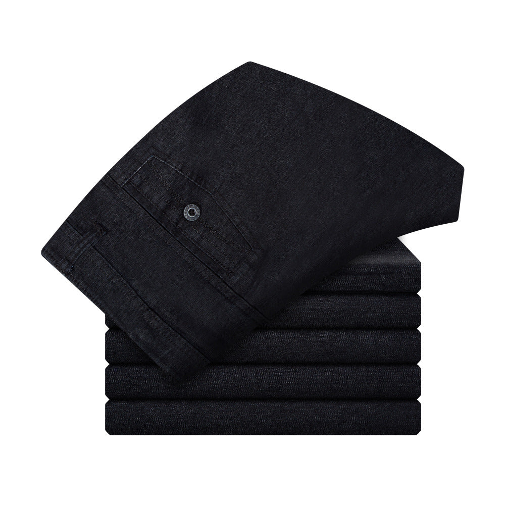 autumn and winter men's jeans waist straight men loose elastic crotch deep in elderly labor four trousers