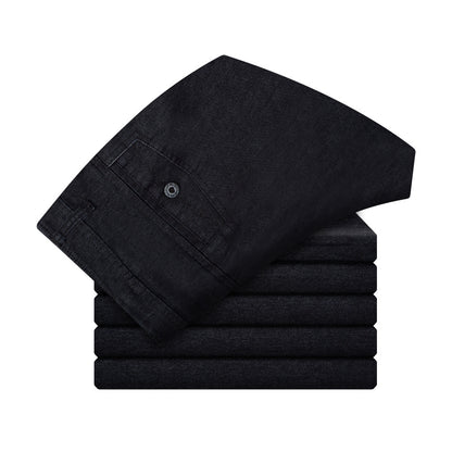 autumn and winter men's jeans waist straight men loose elastic crotch deep in elderly labor four trousers