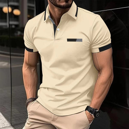Men's Casual Polo Shirt Chest Faux Pocket Lapel Button Business T-shirt - ARCHSHOPE