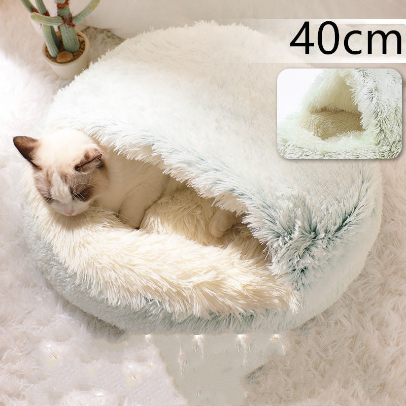 2 In 1 Dog And Cat Bed Pet Winter Bed Round Plush Warm Bed House Soft Long Plush Pets Bed Pet Products - ARCHSHOPE