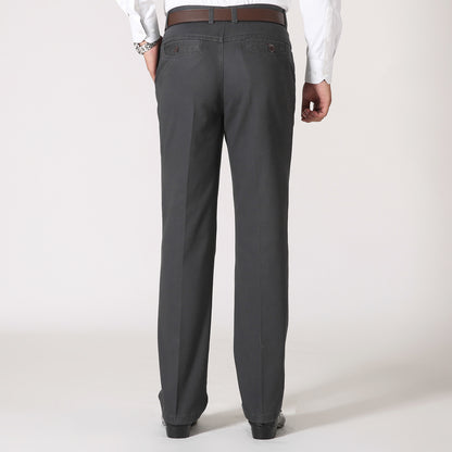 Autumn and winter men's cotton business casual men's trousers middle and old aged loose straight tooling long pants daddy