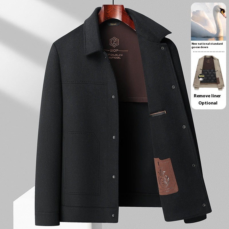 Autumn And Winter Handmade Double-faced Woolen Goods Wool Polo Collar Jacket - ARCHSHOPE