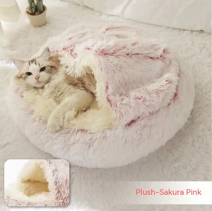 2 In 1 Dog And Cat Bed Pet Winter Bed Round Plush Warm Bed House Soft Long Plush Pets Bed Pet Products - ARCHSHOPE
