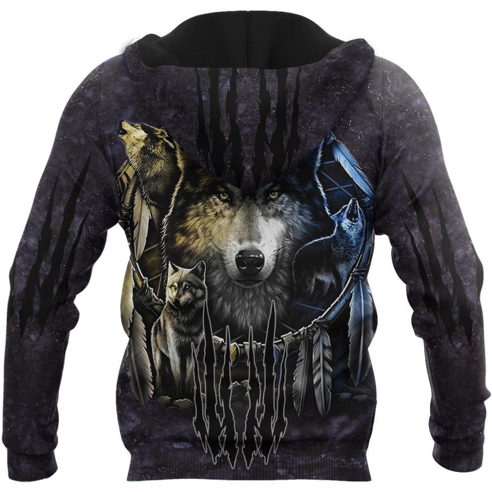 Darkness Dreamcatcher Wolf 3D Printed Men Hoodies Sweatshirt - ARCHSHOPE