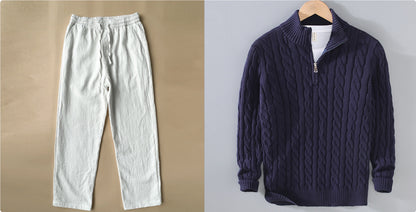 Sweater Loose Zip Pullover Knitting Sweater Coat Men
