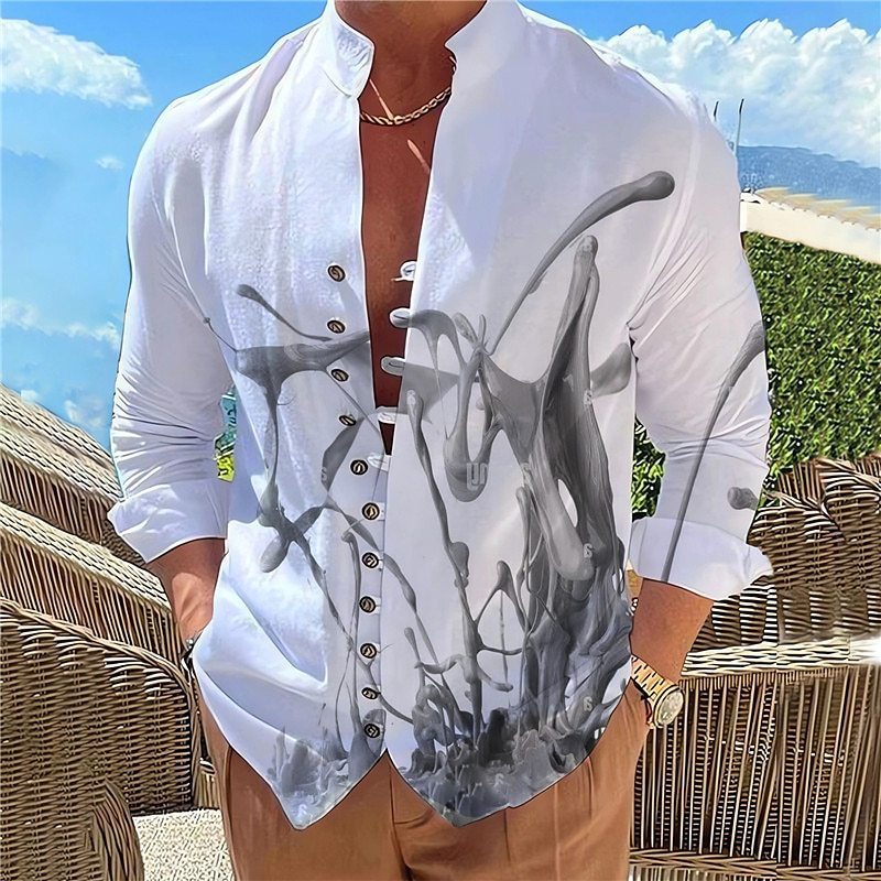 Chemise simple et décontractée pour homme avec impression numérique 3D