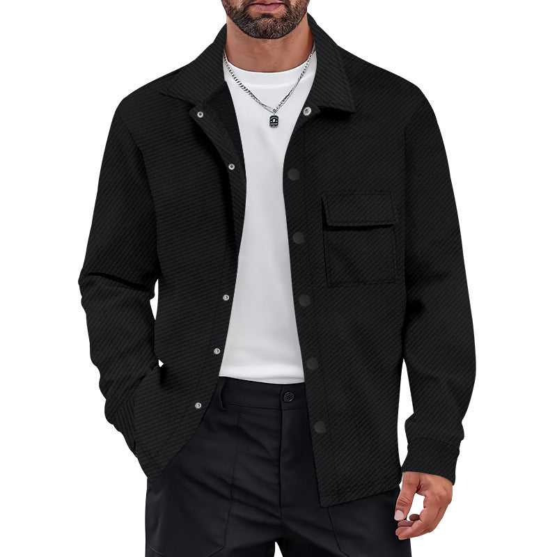 Men's Retro Casual Jacquard Knitted Lapel Shirt Jacket - ARCHSHOPE