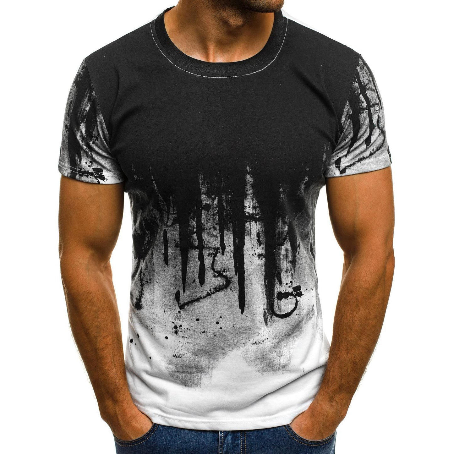 E-BAIHUI Men Fitness Compression T-Shirt Casual Cotton Black And Red Gradient High Quality Slim Shirt Men Fashion Tee Tops CG002 - ARCHSHOPE