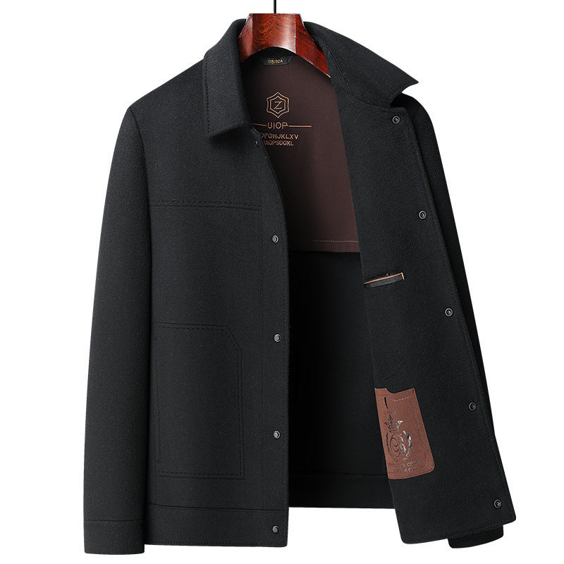 Autumn And Winter Handmade Double-faced Woolen Goods Wool Polo Collar Jacket - ARCHSHOPE