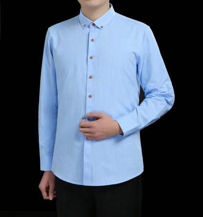 Men's White Long-sleeved Shirt, Tooling Fashion, Business, Professional Dress, Korean Style Shirt