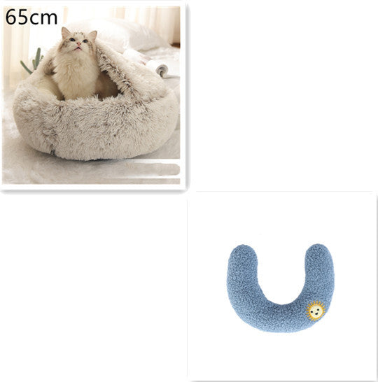2 In 1 Dog And Cat Bed Pet Winter Bed Round Plush Warm Bed House Soft Long Plush Pets Bed Pet Products - ARCHSHOPE