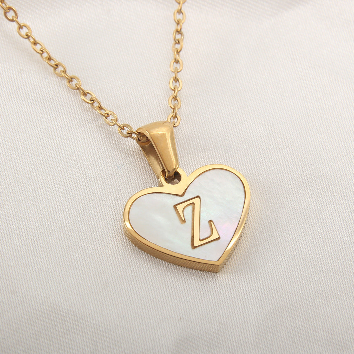 26 Letter Heart-shaped Necklace White Shell Love Clavicle Chain Fashion Personalized Necklace For Women Jewelry Valentine's Day - ARCHSHOPE
