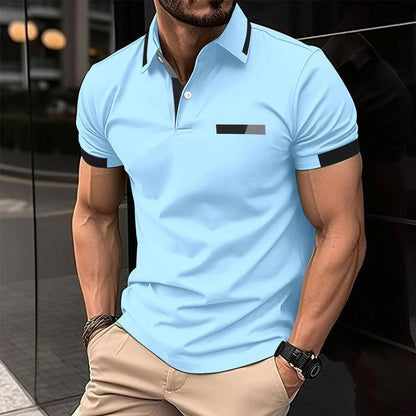 Men's Casual Polo Shirt Chest Faux Pocket Lapel Button Business T-shirt - ARCHSHOPE