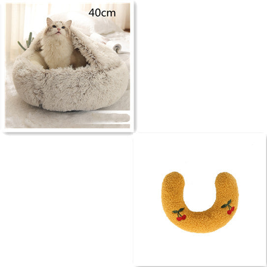 2 In 1 Dog And Cat Bed Pet Winter Bed Round Plush Warm Bed House Soft Long Plush Pets Bed Pet Products - ARCHSHOPE