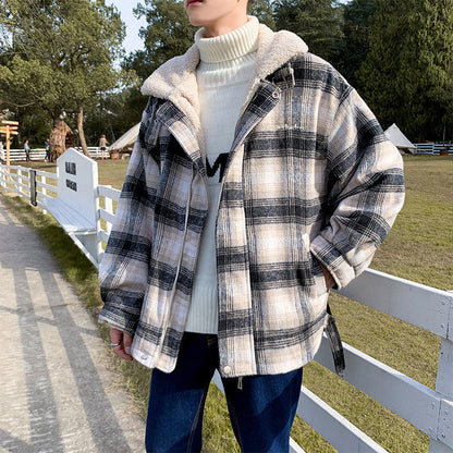 Winter Retro Warm Cotton-padded Jacket Handsome Loose Student Coat Men