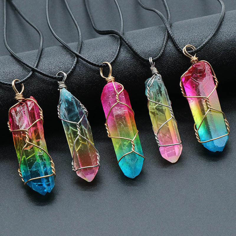 Hot Selling Stone Crystal Pillar Tree Of Life Pendant Ins Fashion Necklace - ARCHSHOPE