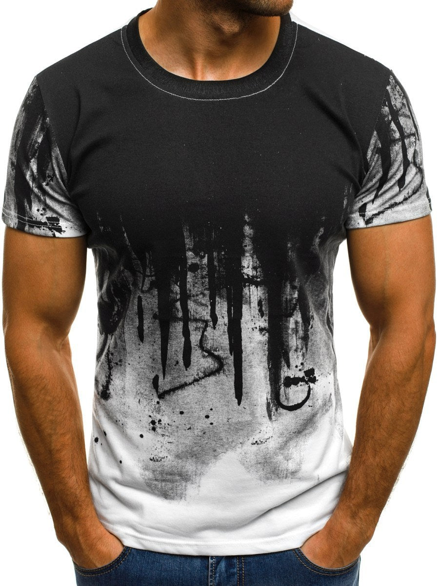 E-BAIHUI Men Fitness Compression T-Shirt Casual Cotton Black And Red Gradient High Quality Slim Shirt Men Fashion Tee Tops CG002 - ARCHSHOPE