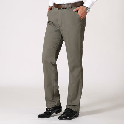 Autumn and winter men's cotton business casual men's trousers middle and old aged loose straight tooling long pants daddy