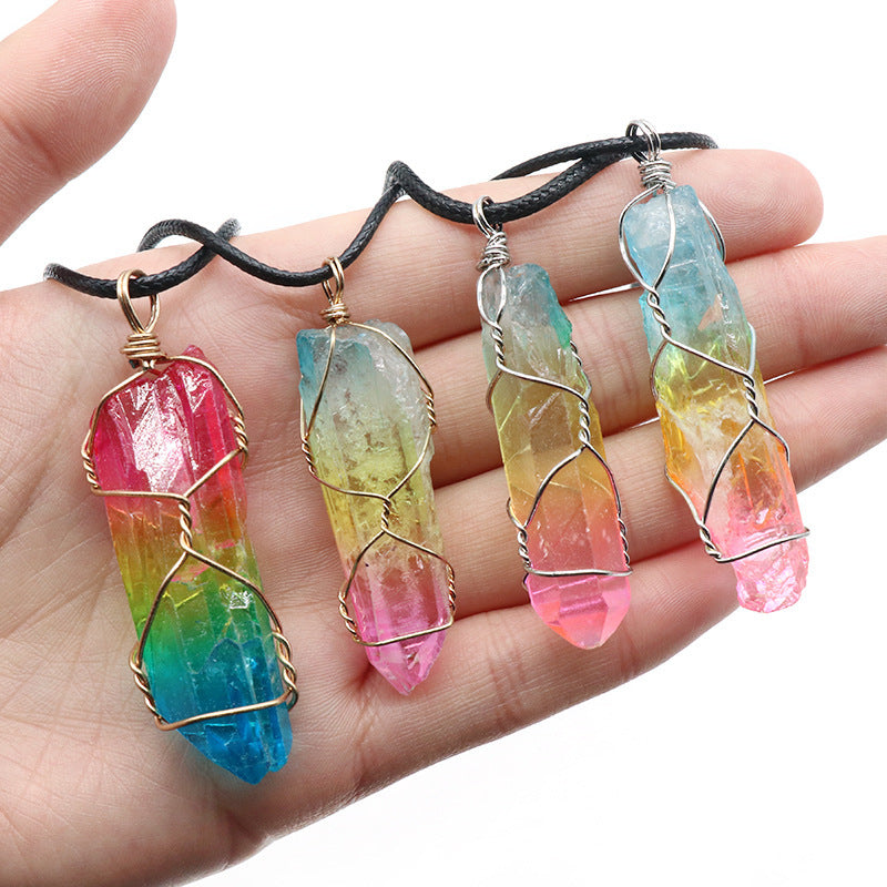 Hot Selling Stone Crystal Pillar Tree Of Life Pendant Ins Fashion Necklace - ARCHSHOPE