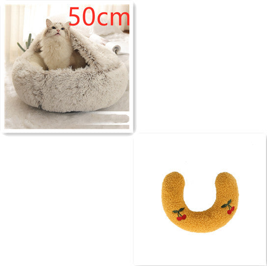 2 In 1 Dog And Cat Bed Pet Winter Bed Round Plush Warm Bed House Soft Long Plush Pets Bed Pet Products - ARCHSHOPE
