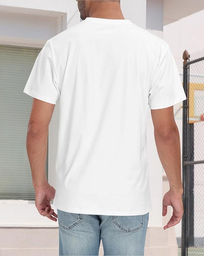 Neat White Basic Crewneck Short Sleeve Cotton Polyester Water Repellent Tops T Shirts Tee For Men - ARCHSHOPE
