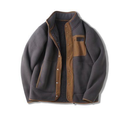 Fleece-lined Thickened Stand Collar Pocket Jacket - ARCHSHOPE