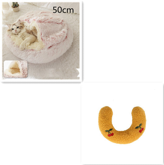 2 In 1 Dog And Cat Bed Pet Winter Bed Round Plush Warm Bed House Soft Long Plush Pets Bed Pet Products - ARCHSHOPE
