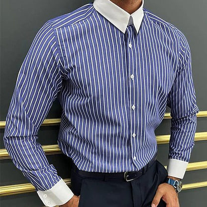 Men's Long Sleeve Shirt Design Striped Business