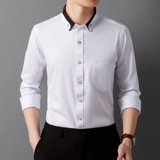 Men's Business Shirt Long Sleeve Non-ironing Four Sides