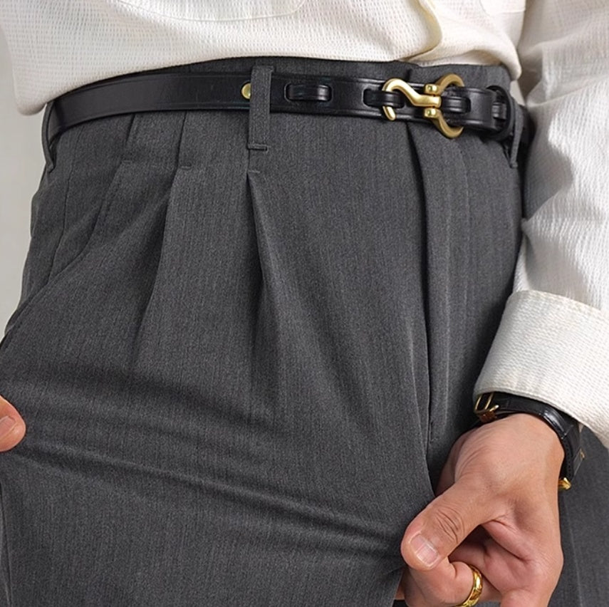 Polyester Straight High Waist Suit Pants