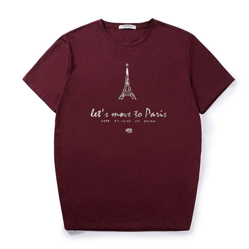 Eiffel Tower Printed T-Shirt Men's Loose Plus Size - ARCHSHOPE