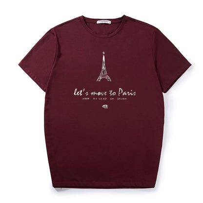 Eiffel Tower Printed T-Shirt Men's Loose Plus Size - ARCHSHOPE