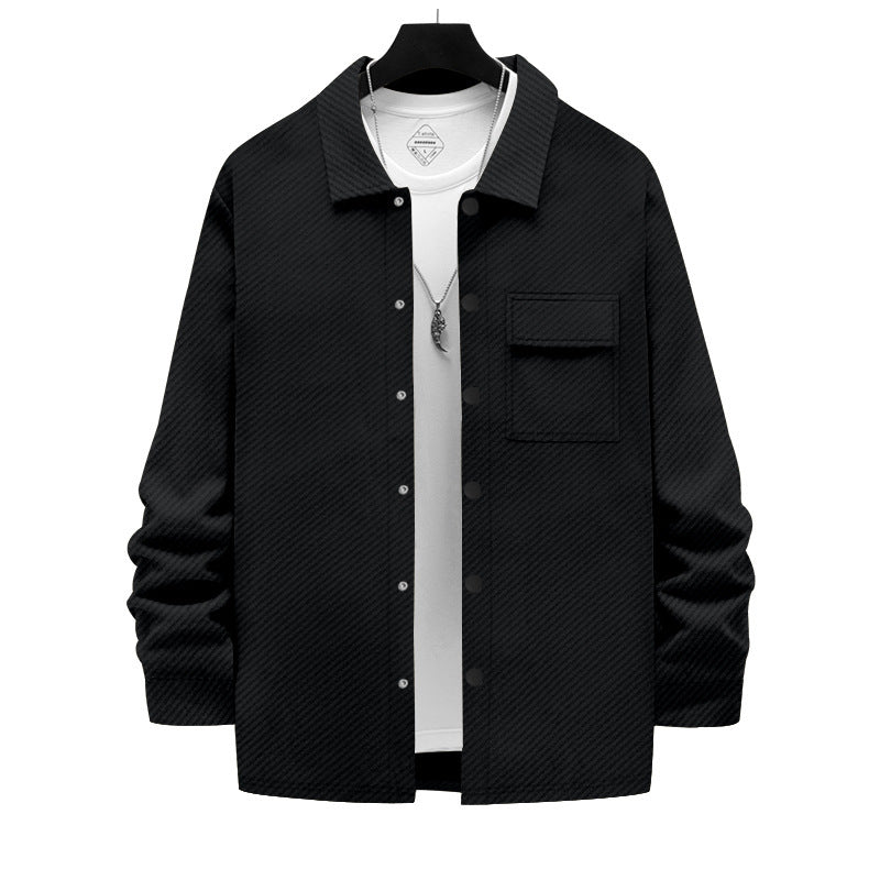 Men's Retro Casual Jacquard Knitted Lapel Shirt Jacket - ARCHSHOPE