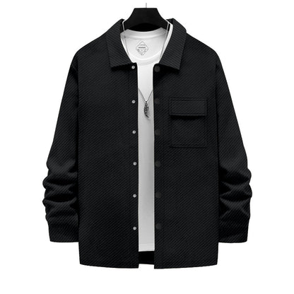 Men's Retro Casual Jacquard Knitted Lapel Shirt Jacket - ARCHSHOPE