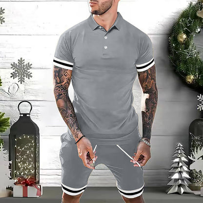 Mens Short Sets 2 Piece Outfits Polo Shirt Fashion Summer Tracksuits Casual Set Short Sleeve And Shorts Set For Men - ARCHSHOPE