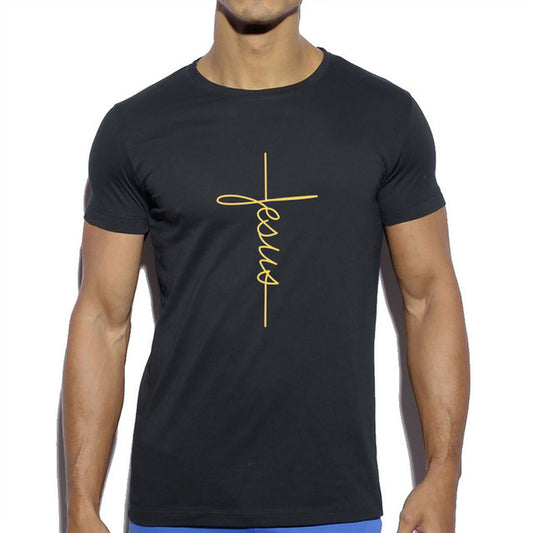 Men's Short Sleeve Jesus Christ Cross Print T-Shirt - ARCHSHOPE