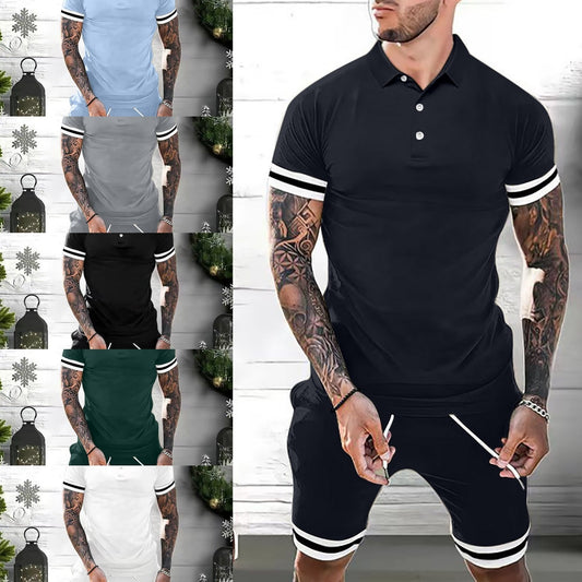 Mens Short Sets 2 Piece Outfits Polo Shirt Fashion Summer Tracksuits Casual Set Short Sleeve And Shorts Set For Men - ARCHSHOPE