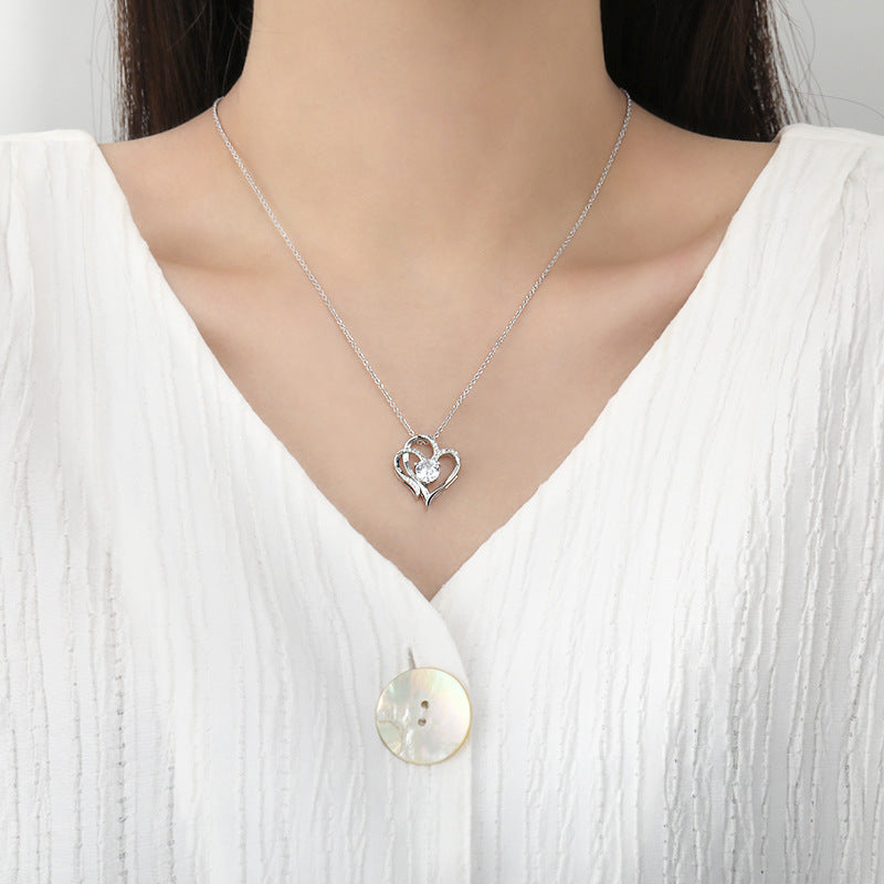 Zircon Double Love Necklace With Rhinestones Ins Personalized Heart-shaped Necklace Clavicle Chain Jewelry For Women Valentine's Day - ARCHSHOPE