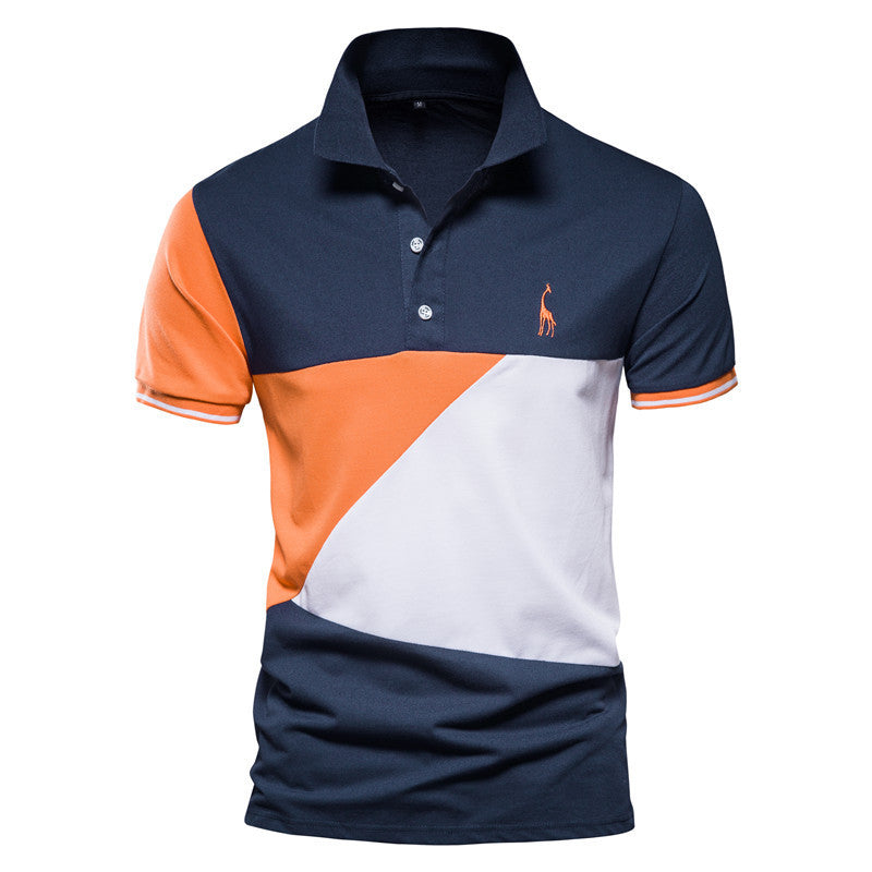 Men's Short Sleeve T-Shirt Polo Fawn Embroidery - ARCHSHOPE