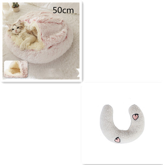 2 In 1 Dog And Cat Bed Pet Winter Bed Round Plush Warm Bed House Soft Long Plush Pets Bed Pet Products - ARCHSHOPE
