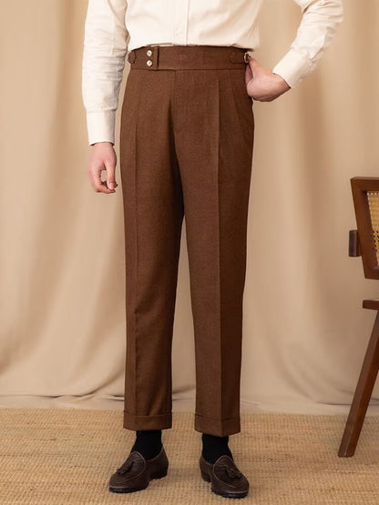 Casual Straight Slim Fit Buckle Suit Pants