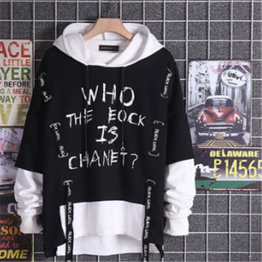 Ribbon print fake two hoodies - ARCHSHOPE
